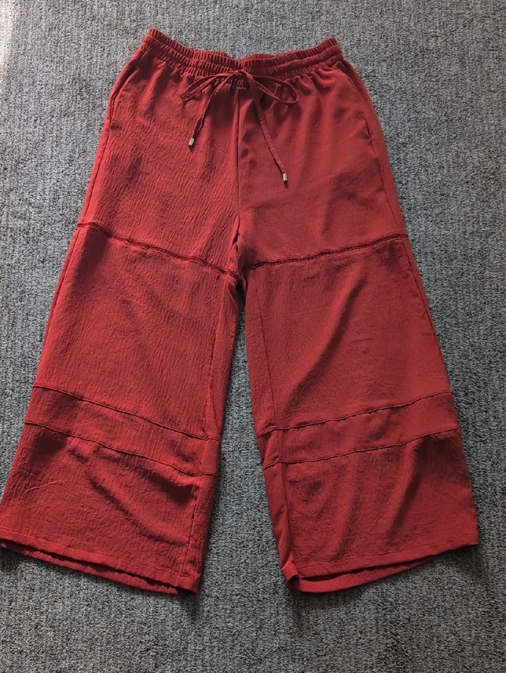 Grace Karin Orange Elastic Waist Wide-Leg Pants